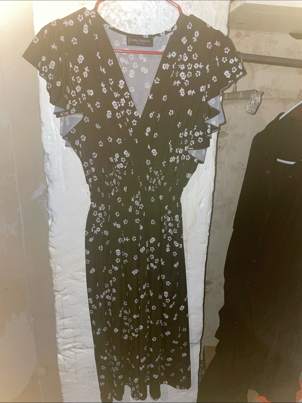 Black Floral Midi Wrap Dress